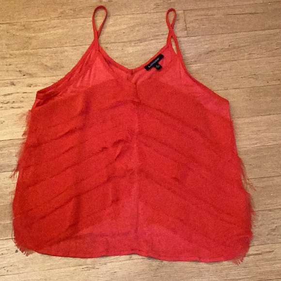 Logix size large red tank top with spaghetti straps & decorated w/strips of ray - Picture 5 of 9